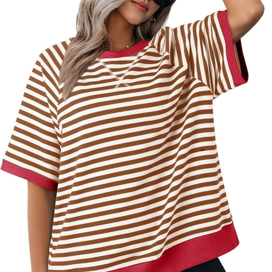 Casual Striped T-Shirt Women – Soft Cotton Tee for Everyday Wear