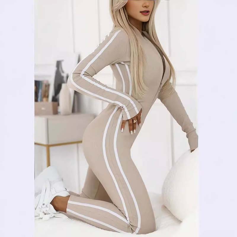 Sporty Jumpsuit Women – Long Sleeve Zip-Up Activewear for Fitness