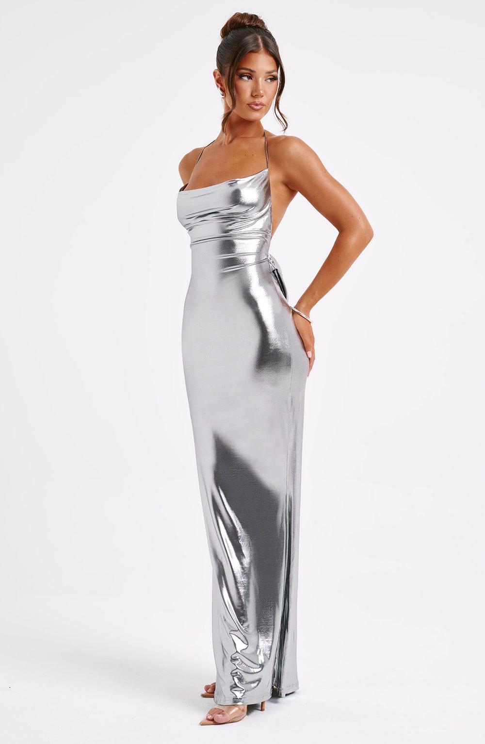 Gunmetal Dress – Elegant Evening Gown with Sleek Design