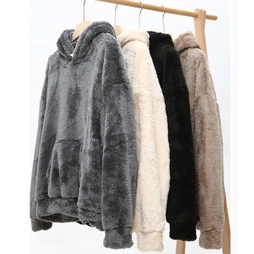 Fluffy Hoodie for Women – Cozy Fleece Pullover with Pockets