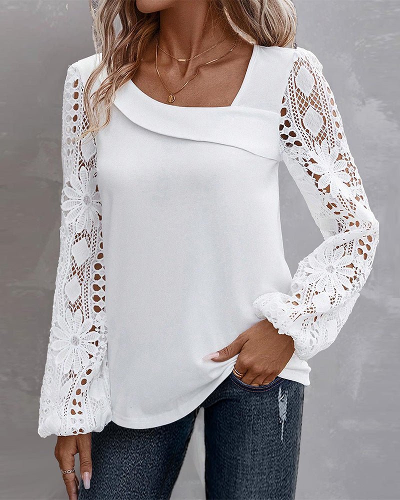 Light Lace Top Women – Long Sleeve Paisley Blouse for Casual Wear