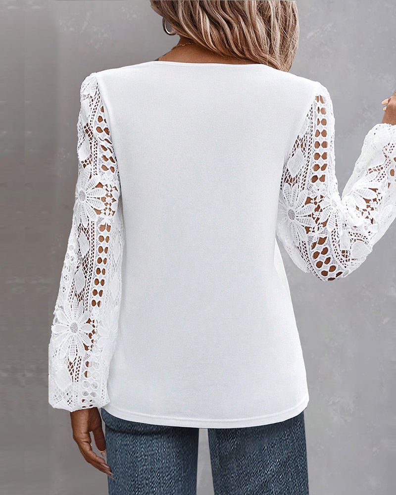 Light Lace Top Women – Long Sleeve Paisley Blouse for Casual Wear