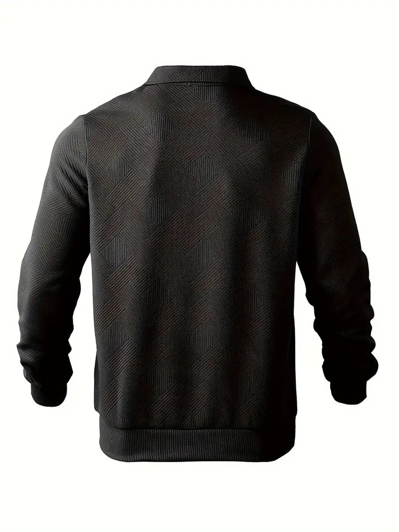 Vintage Pullover Sweater – Zippered Geometric Design for Men